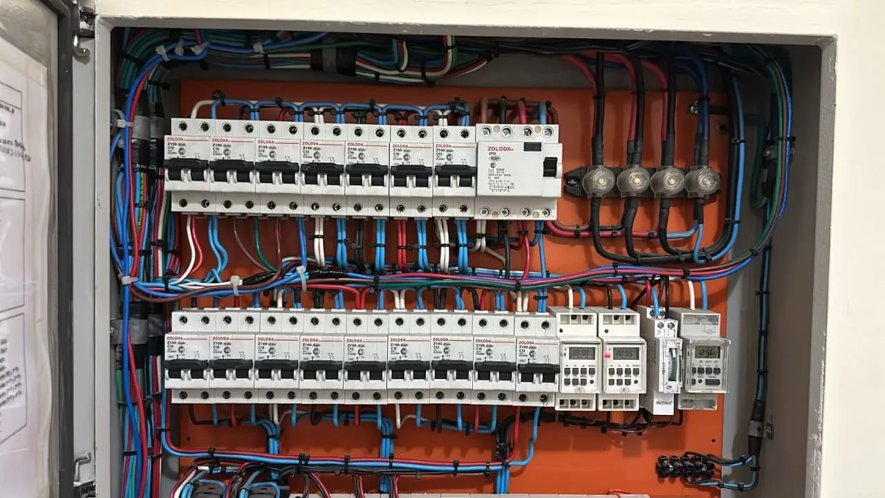 Tablero eléctrico ordenado con térmicas y diferenciales